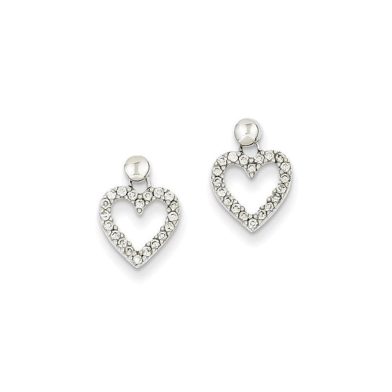 14K Weißgold Diamant-Herz-Ohrhänger, echte Diamanten