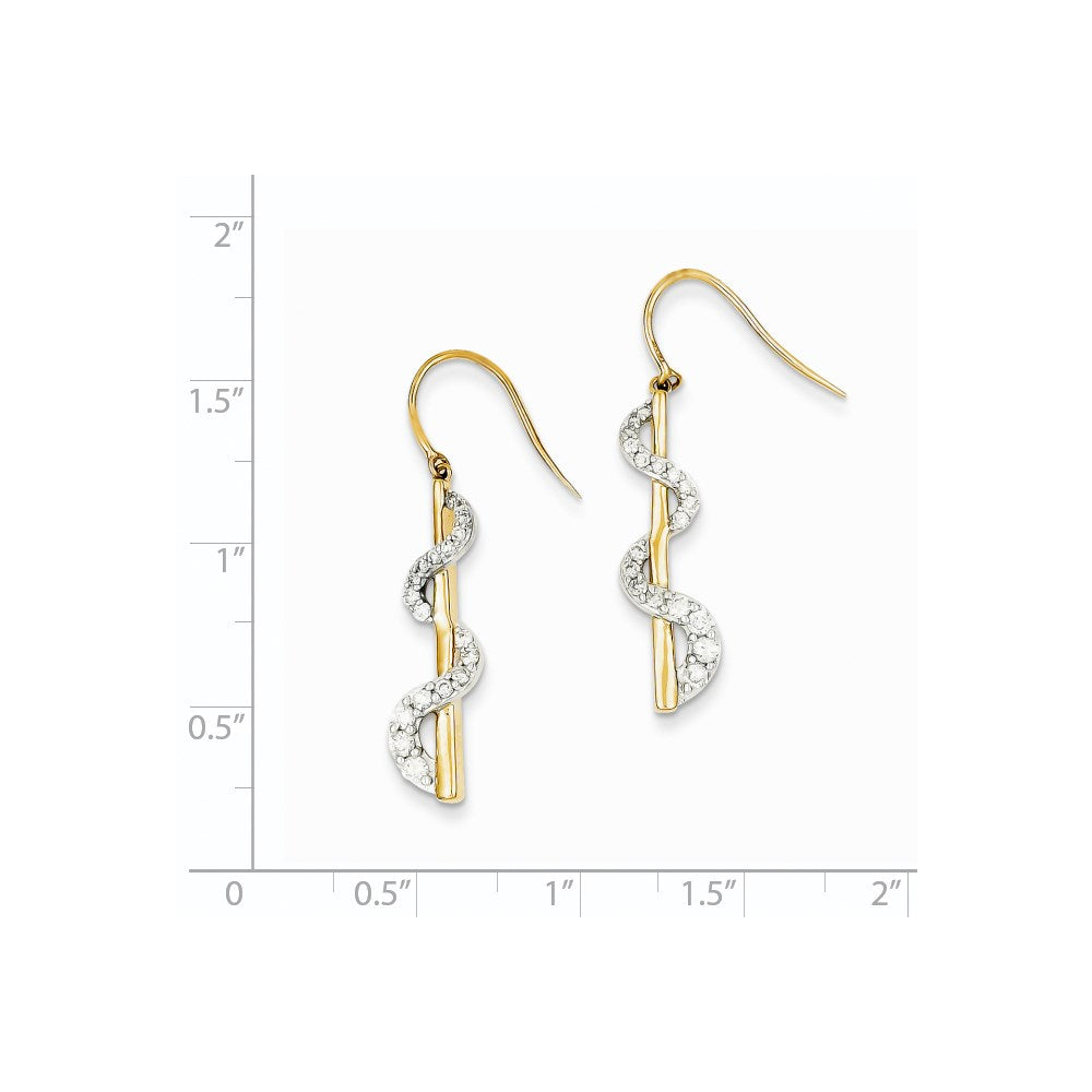 14K Gelbgold & Rhodium Ohrhänger mit echten Diamanten und Hakenverschluss