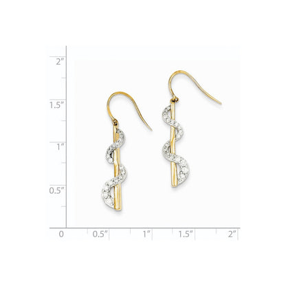 14K Gelbgold & Rhodium Ohrhänger mit echten Diamanten und Hakenverschluss