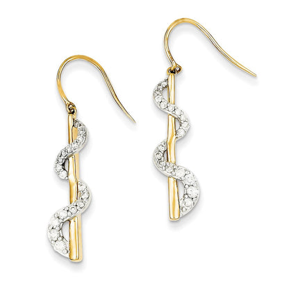 14K Gelbgold & Rhodium Ohrhänger mit echten Diamanten und Hakenverschluss