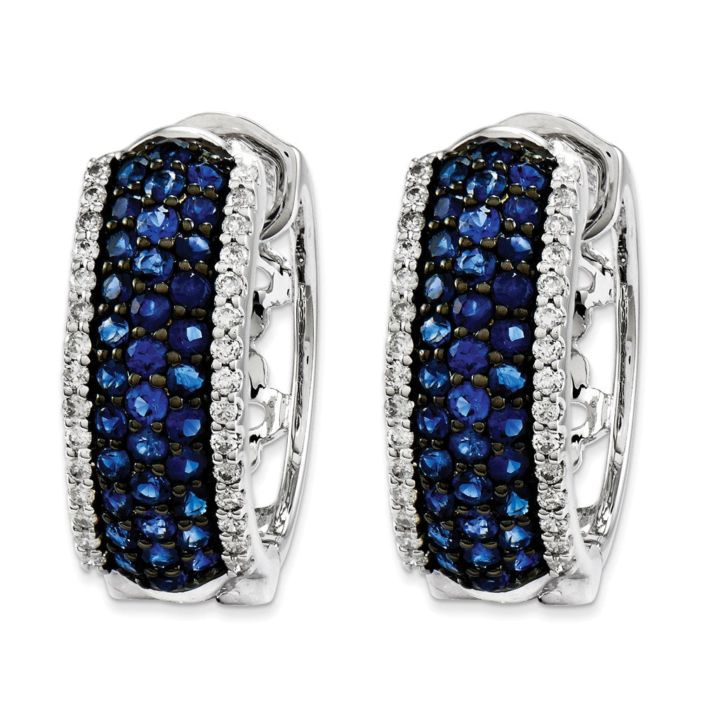 14K Weißgold Aa Echt Diamant & Saphir Ohrringe