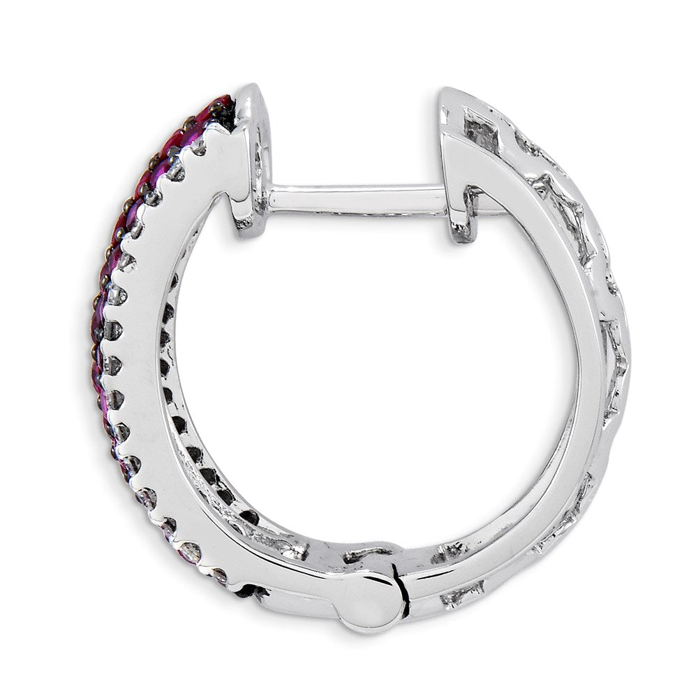 14K Weißgold Aa Echt Diamant & Rubin Ohrringe