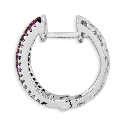 14K Weißgold Aa Echt Diamant & Rubin Ohrringe