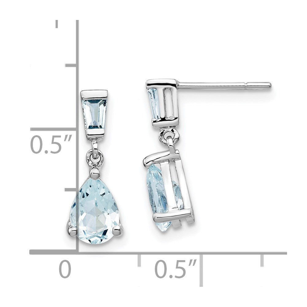 Massiv 14K Weißgold Synthetisch Aquamarin Ohrhänger