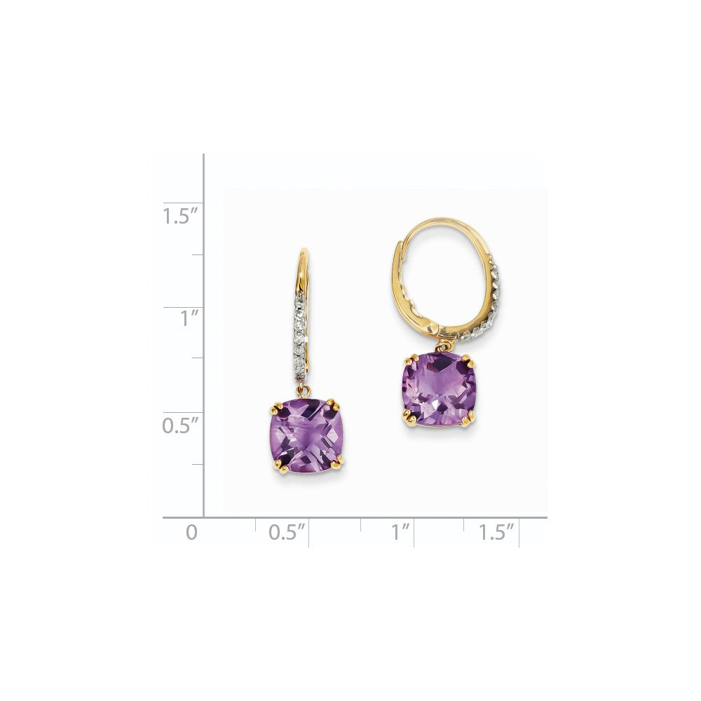14K Gelbgold Amethyst & Echt Diamant Ohrhänger