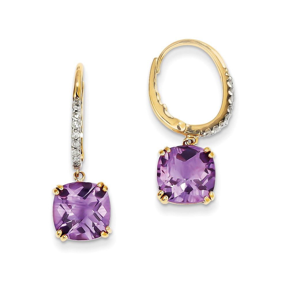 14K Gelbgold Amethyst & Echt Diamant Ohrhänger