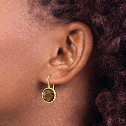 Ohrhänger mit Rauchquarz aus massivem Gelbgold 585