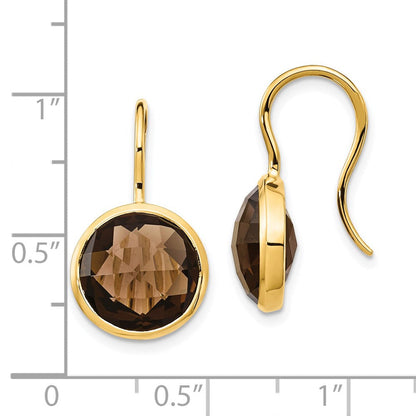Ohrhänger mit Rauchquarz aus massivem Gelbgold 585