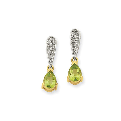 14K Gelbgold Peridot & Echt Diamant Ohrhänger