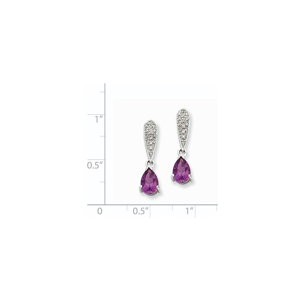 14K Weißgold Amethyst & Echt Diamant Hängend Ohrstecker