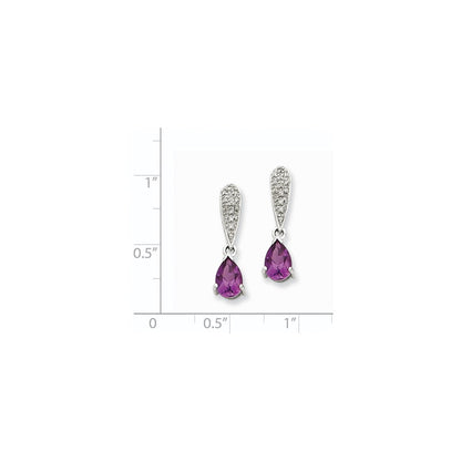 14K Weißgold Amethyst & Echt Diamant Hängend Ohrstecker