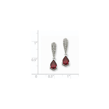 14K Weißgold Granat & Echt Diamant Hängend Ohrstecker