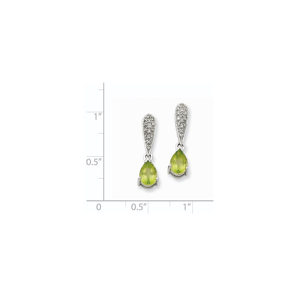 14K Weißgold Peridot & Echt Diamant Hängend Ohrstecker