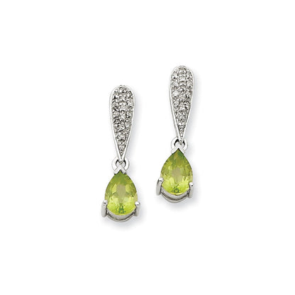 14K Weißgold Peridot & Echt Diamant Hängend Ohrstecker