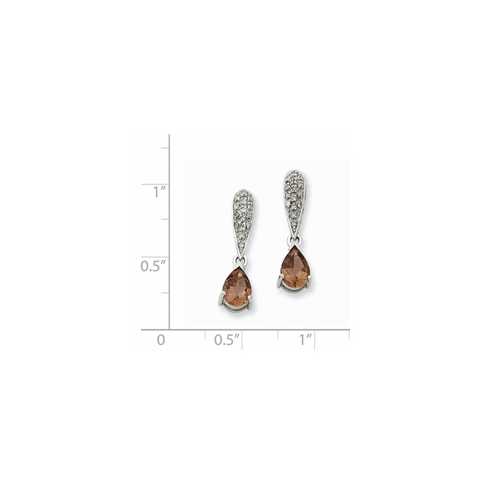 14K Weißgold Smok Gelbgold Quarz & Echt Diamant Hängend Ohrstecker