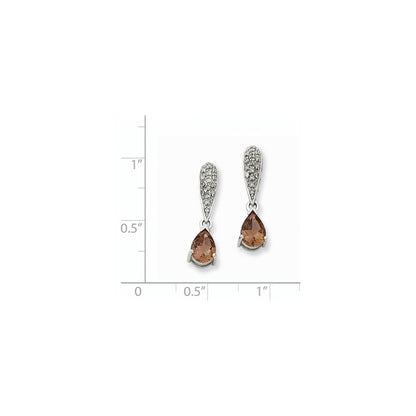 14K Weißgold Smok Gelbgold Quarz & Echt Diamant Hängend Ohrstecker