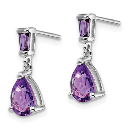 14K Weißgold Ohrhänger mit Amethyst zum Einstecken