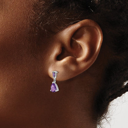 14K Weißgold Ohrhänger mit Amethyst zum Einstecken