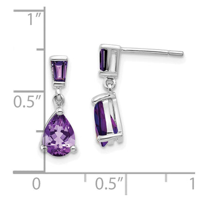 14K Weißgold Ohrhänger mit Amethyst zum Einstecken