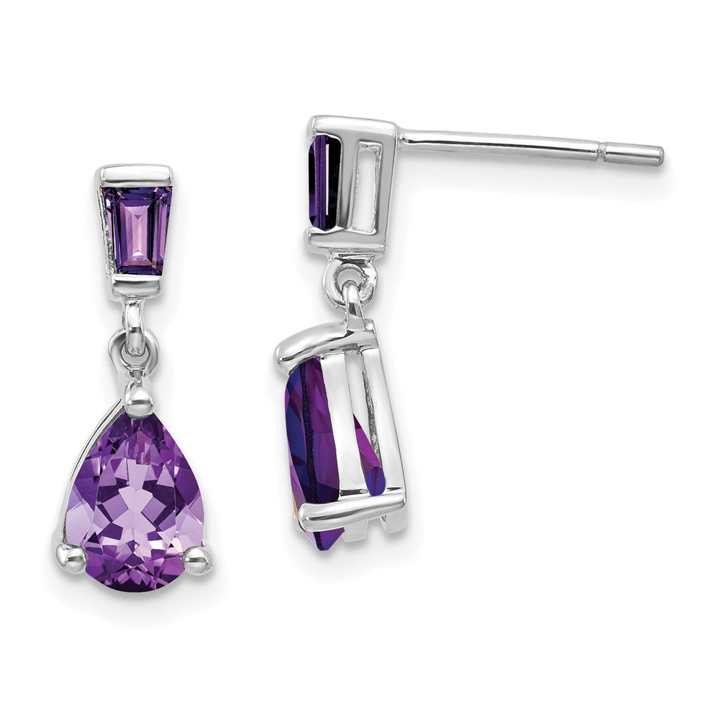 14K Weißgold Ohrhänger mit Amethyst zum Einstecken