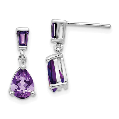 14K Weißgold Ohrhänger mit Amethyst zum Einstecken