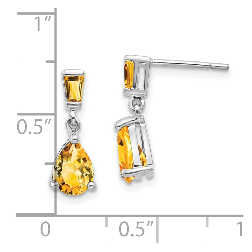 Massiv 14K Weißgold Synthetisch Citrin Hängend Ohrstecker