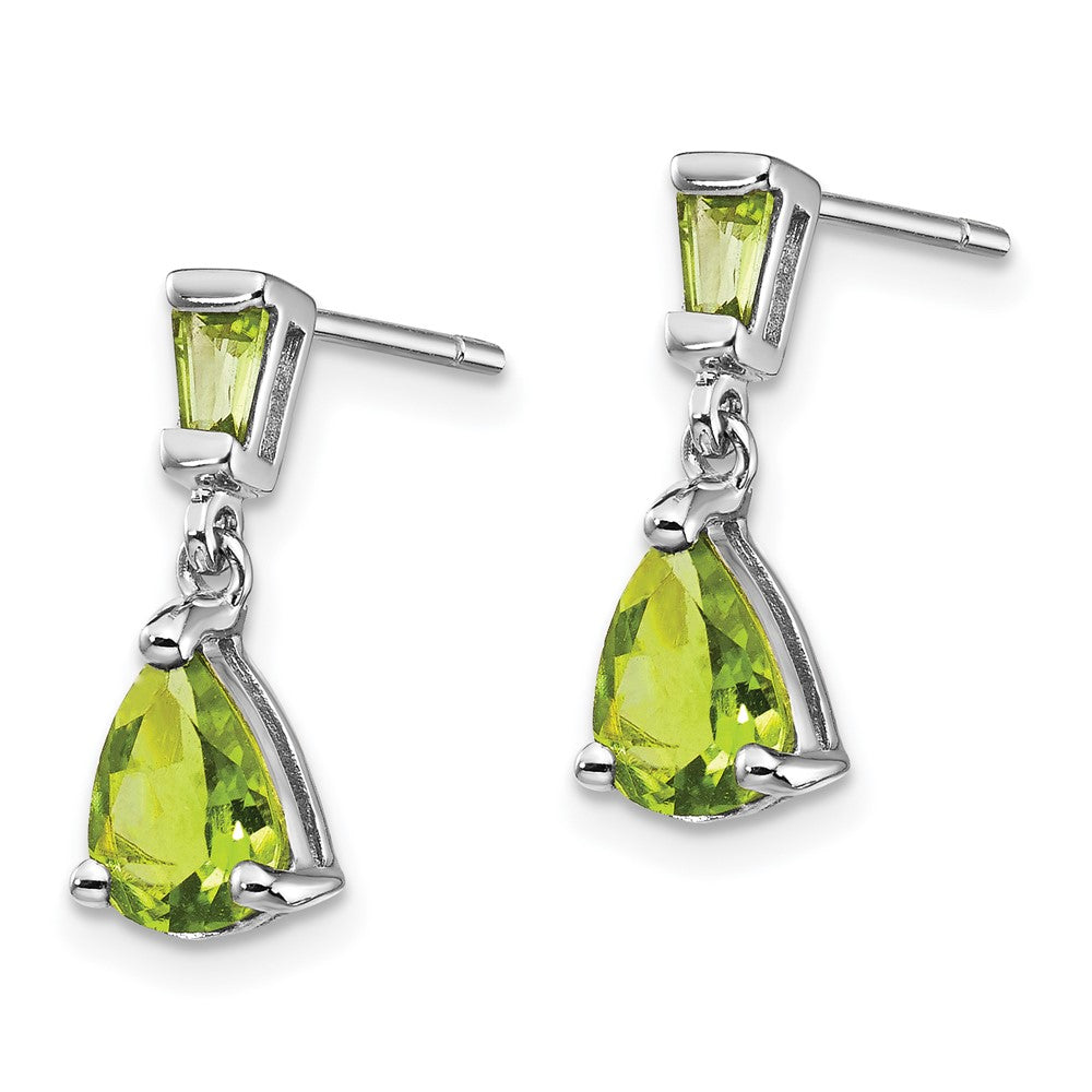 Massiv 14K Weißgold Synthetisch Peridot Hängend Ohrstecker