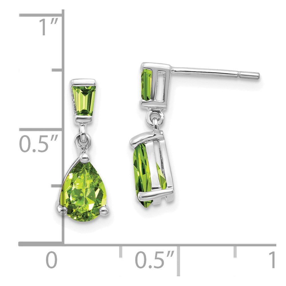 Massiv 14K Weißgold Synthetisch Peridot Hängend Ohrstecker