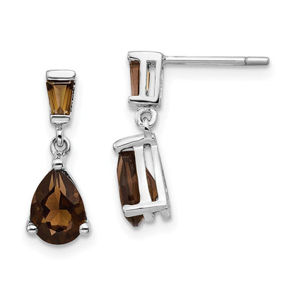 14K Weißgold und Gelbgold Rauchquarz-Ohrhänger