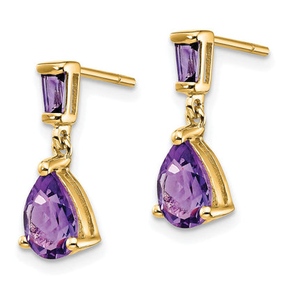 14K Gelbgold Amethyst-Ohrhänger mit Stecker