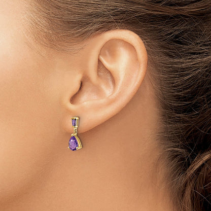 14K Gelbgold Amethyst-Ohrhänger mit Stecker