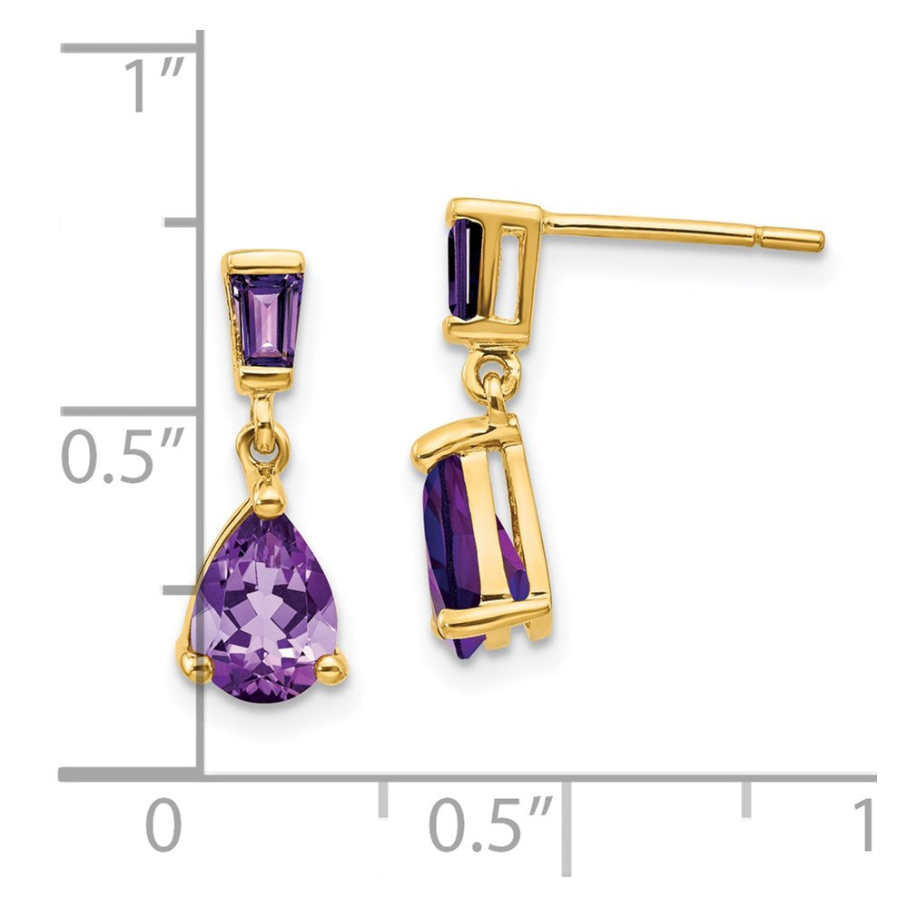 14K Gelbgold Amethyst-Ohrhänger mit Stecker