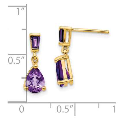 14K Gelbgold Amethyst-Ohrhänger mit Stecker