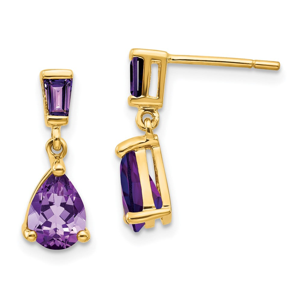 14K Gelbgold Amethyst-Ohrhänger mit Stecker