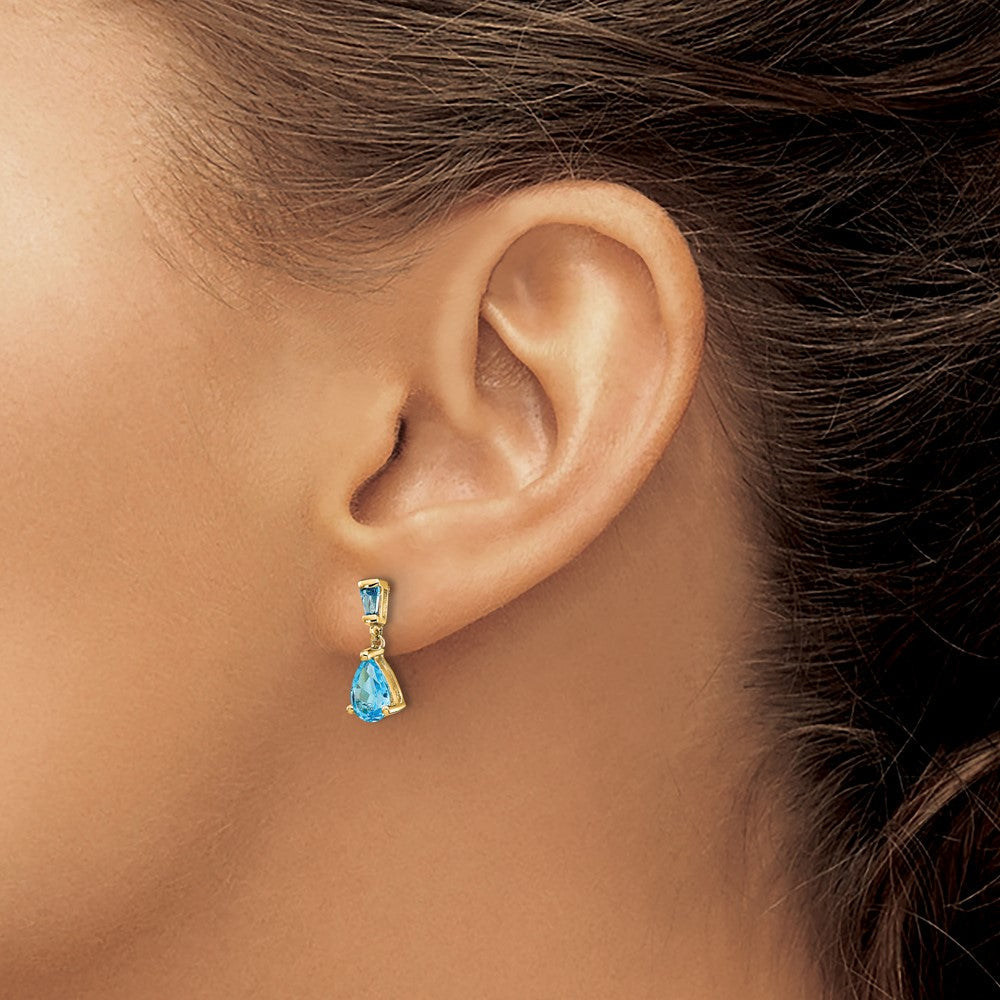 14K Gelbgold Ohrhänger mit Blautopas