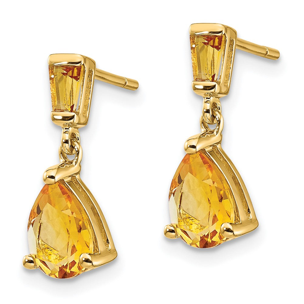 14K Gelbgold Citrin-Ohrhänger mit Ohrstecker-Verschluss