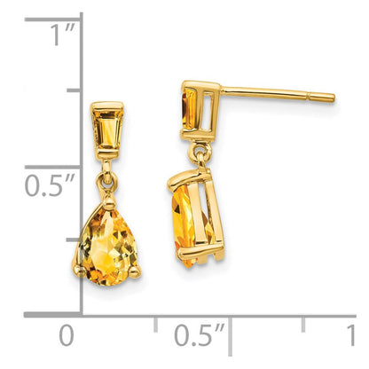 14K Gelbgold Citrin-Ohrhänger mit Ohrstecker-Verschluss