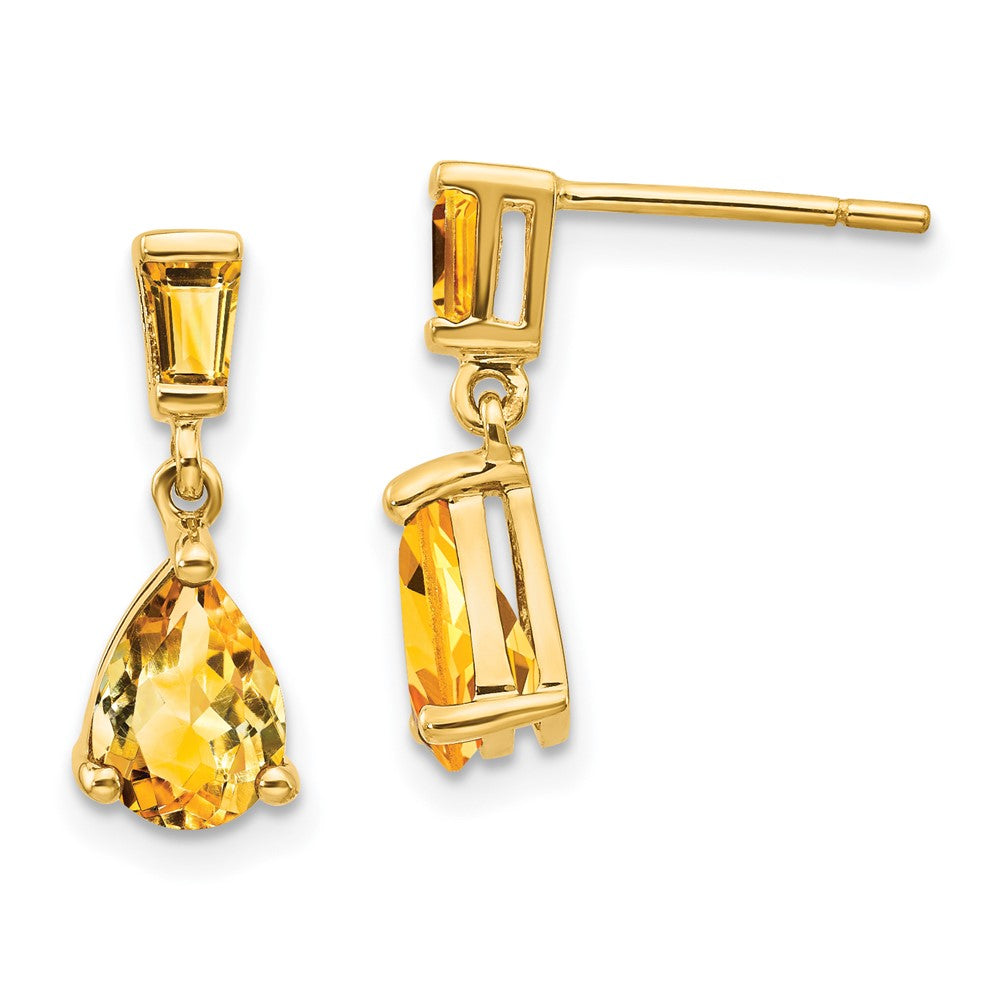 14K Gelbgold Citrin-Ohrhänger mit Ohrstecker-Verschluss