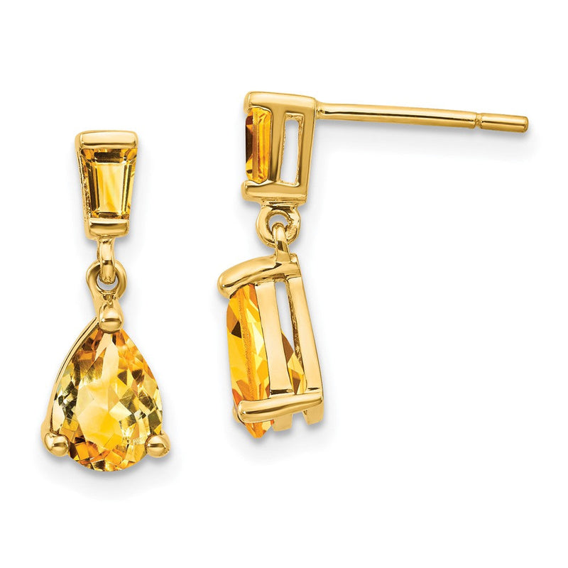 14K Gelbgold Citrin-Ohrhänger mit Ohrstecker-Verschluss