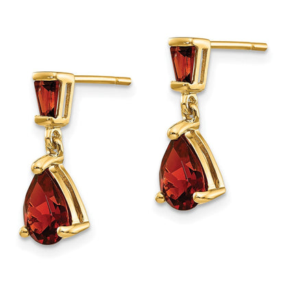 14K Gelbgold Granat-Ohrhänger mit Stecker