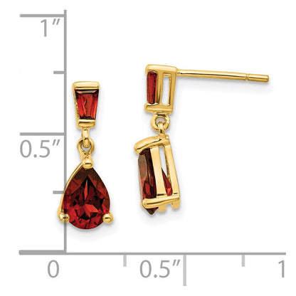 14K Gelbgold Granat-Ohrhänger mit Stecker