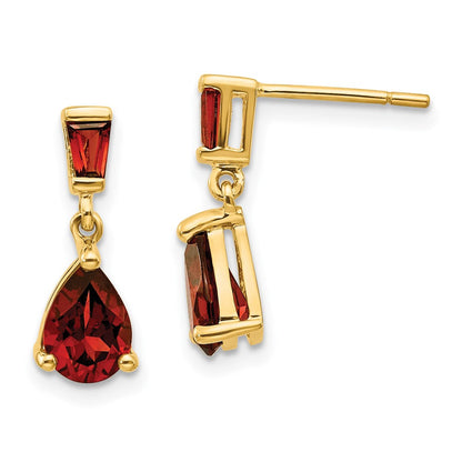 14K Gelbgold Granat-Ohrhänger mit Stecker