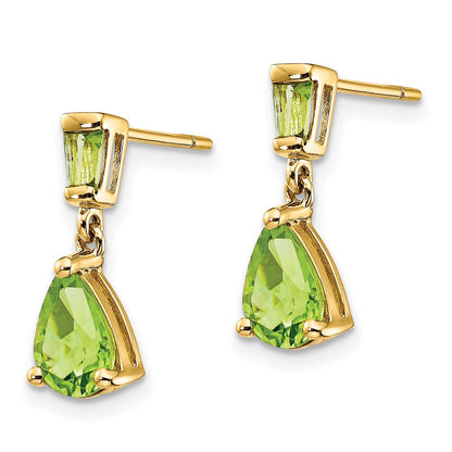 14K Gelbgold Peridot-Ohrhänger mit Stecker