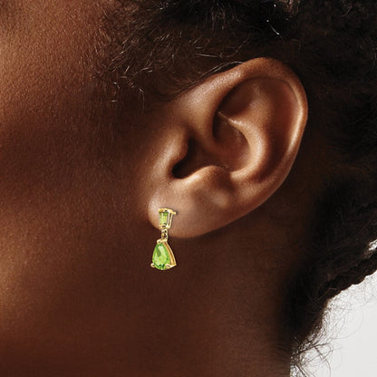 14K Gelbgold Peridot-Ohrhänger mit Stecker