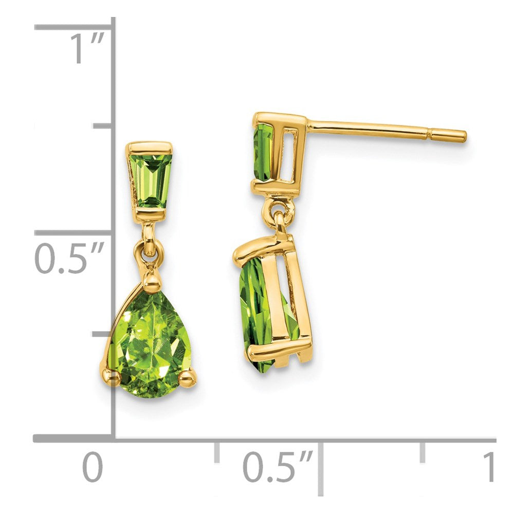 14K Gelbgold Peridot-Ohrhänger mit Stecker