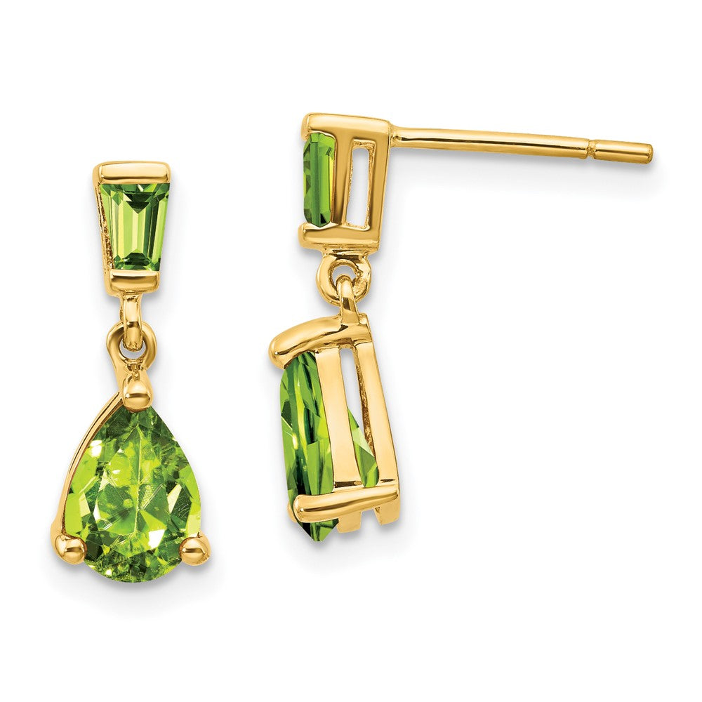14K Gelbgold Peridot-Ohrhänger mit Stecker