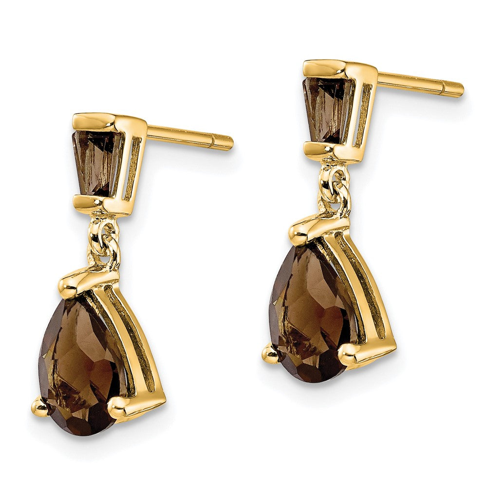 14K Gelbgold Ohrstecker mit Rauchquarz und Citrin