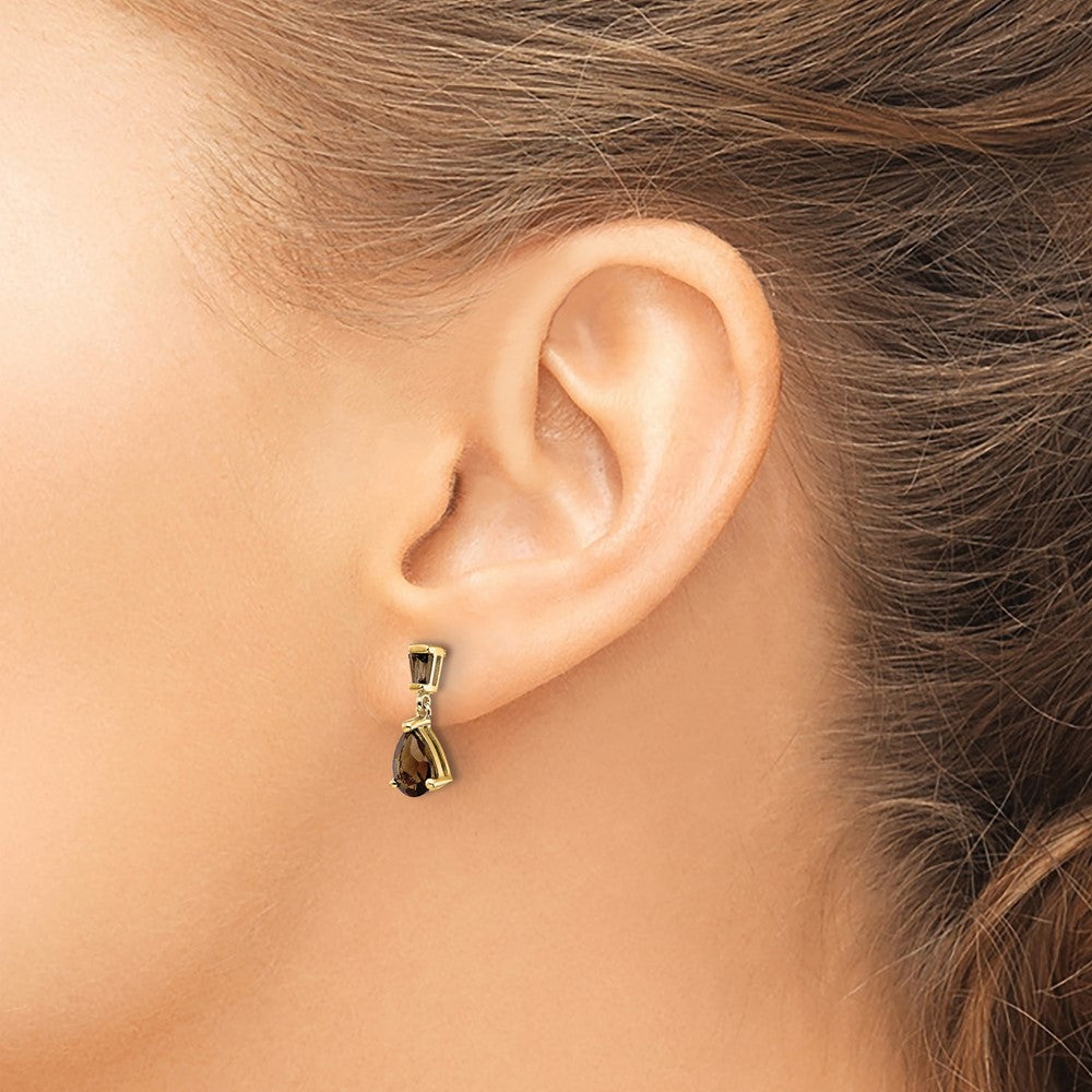 14K Gelbgold Ohrstecker mit Rauchquarz und Citrin