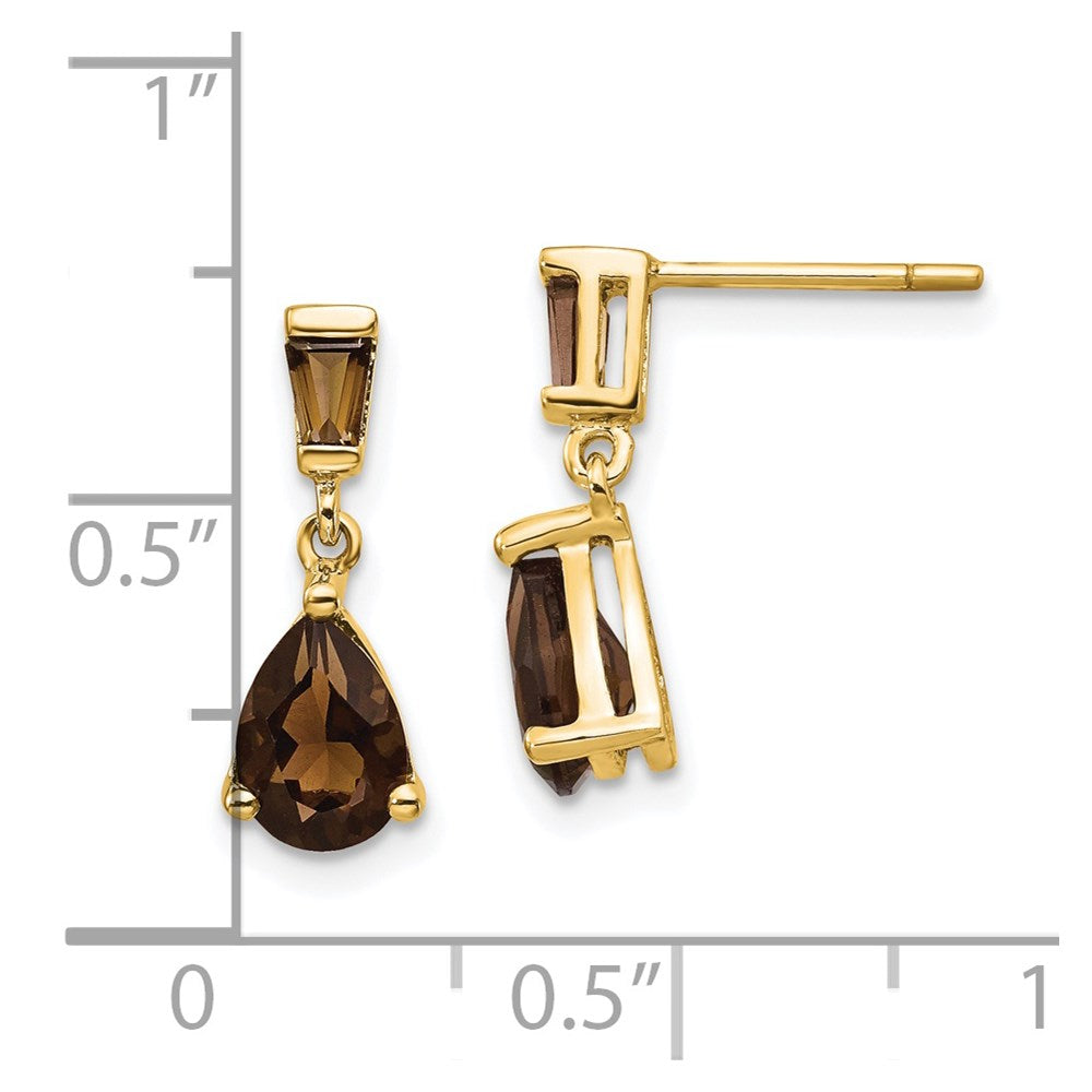 14K Gelbgold Ohrstecker mit Rauchquarz und Citrin