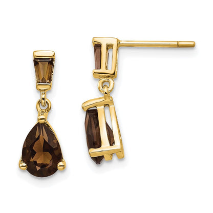 14K Gelbgold Ohrstecker mit Rauchquarz und Citrin